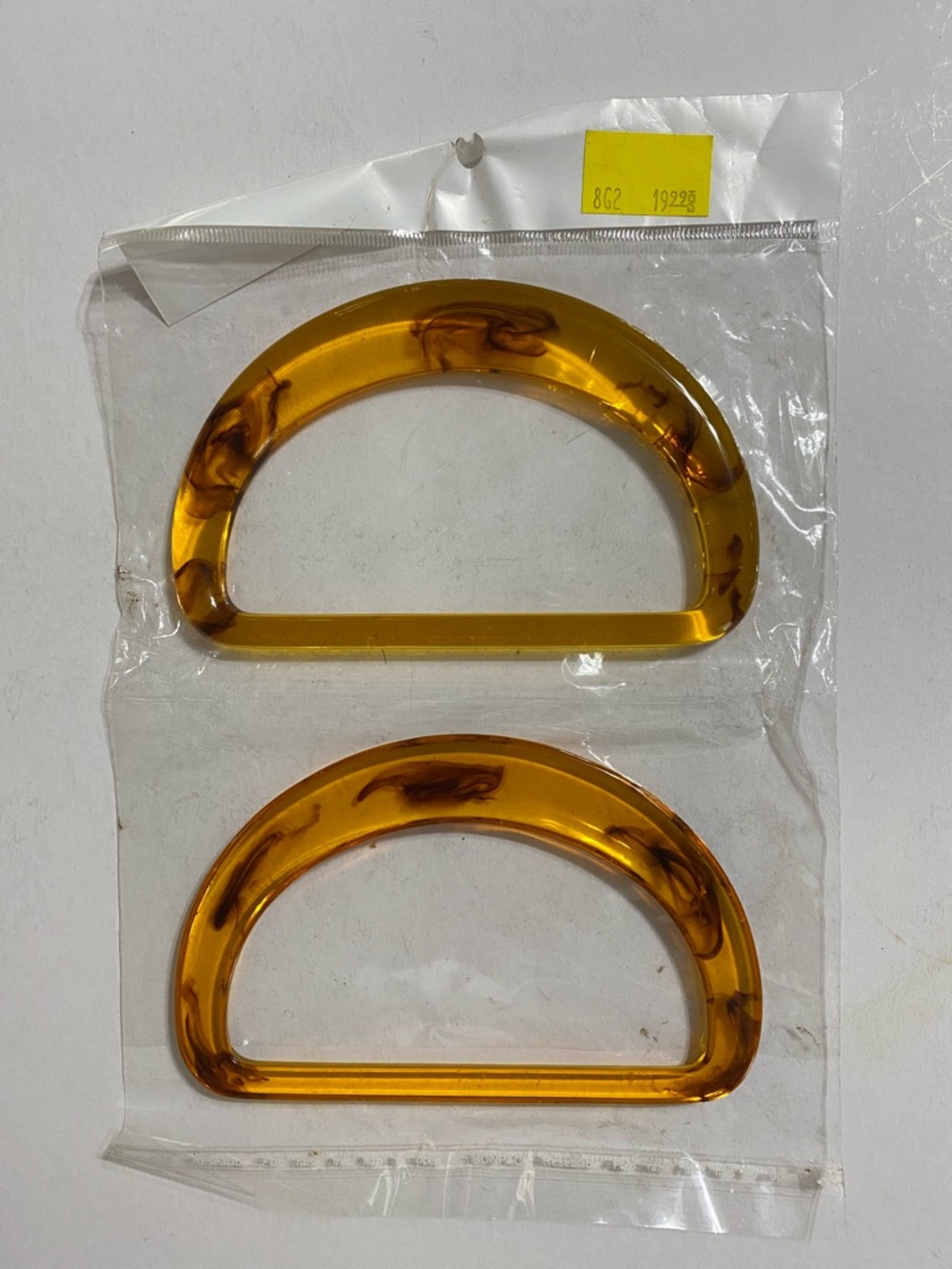 Amber Acrylic Half-Moon D-Shaped Purse Bag Handles - Set of 2